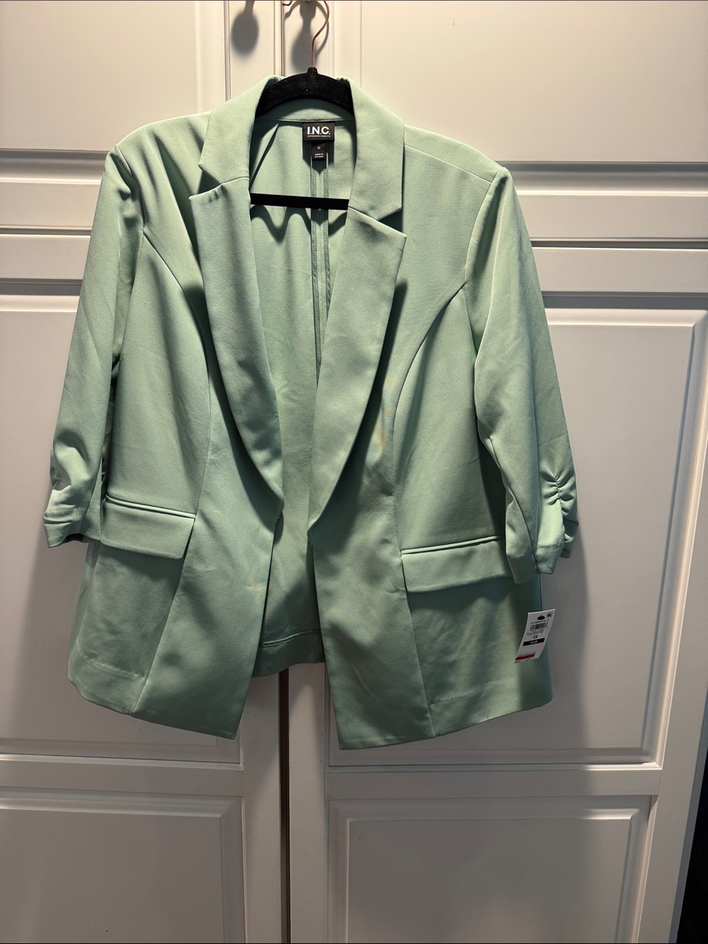 INC International Concepts Mint Green Open-Front Blazer
